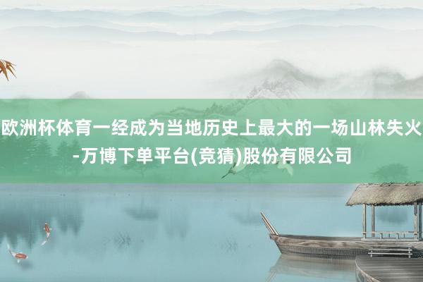 欧洲杯体育一经成为当地历史上最大的一场山林失火-万博下单平台(竞猜)股份有限公司