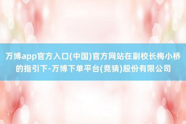 万博app官方入口(中国)官方网站在副校长梅小桥的指引下-万博下单平台(竞猜)股份有限公司