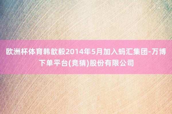 欧洲杯体育韩歆毅2014年5月加入蚂汇集团-万博下单平台(竞猜)股份有限公司