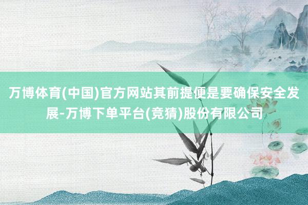 万博体育(中国)官方网站其前提便是要确保安全发展-万博下单平台(竞猜)股份有限公司