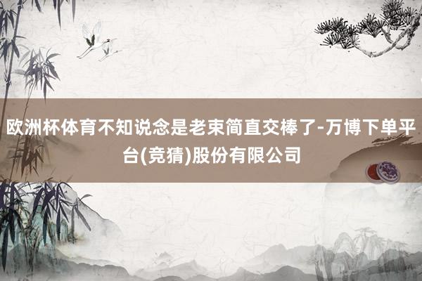 欧洲杯体育不知说念是老束简直交棒了-万博下单平台(竞猜)股份有限公司