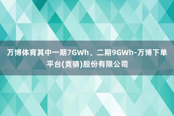 万博体育其中一期7GWh、二期9GWh-万博下单平台(竞猜)股份有限公司