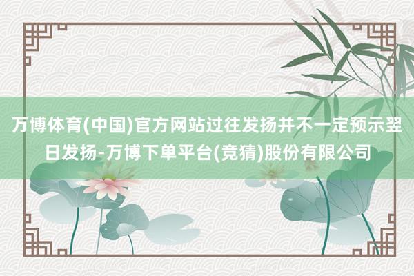 万博体育(中国)官方网站过往发扬并不一定预示翌日发扬-万博下单平台(竞猜)股份有限公司